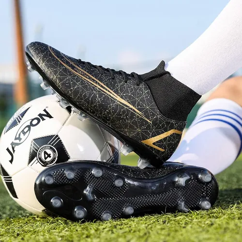 Vista 7 de Botas de fútbol Hightop para hombre zapatos deportivos para exteriores zapatos de fútbol de césped picos para interiores y jóvenes