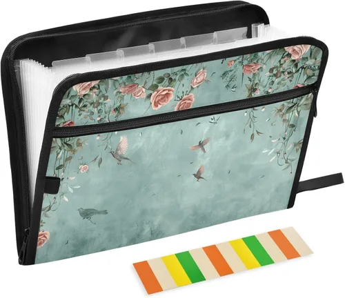 Vista 20 de Carpeta de archivos expandible repelente al agua de mármol azul con 13 bolsillos, organizador de acordeón con bolsillo frontal con cremallera