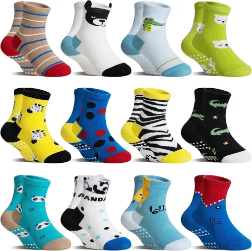 Vista 8 de DoSmart 12 pares de calcetines de algodón transpirable con dibujos animados para bebés y niños pequeños