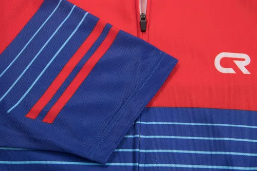 Vista 3 de CR - Conjunto de camiseta de ciclismo para hombre, con cremallera, bolsillo con cremallera, manga corta, kits de ciclismo, pantalones cortos