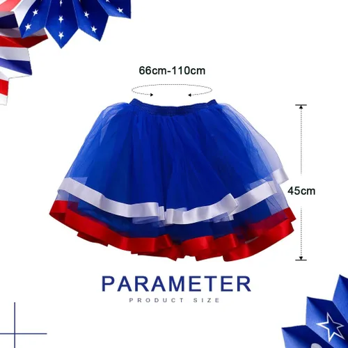 Vista 2 de Nicute Falda tutú para mujer, 4 de julio, color rojo, blanco y azul, con estrellas, divertida, patriótica, para fiesta del Día de la Independencia