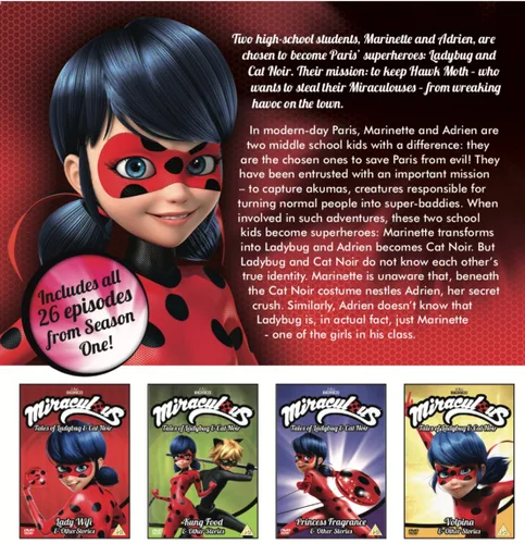 Vista 3 de Miraculous Tales of Ladybug Cat Noir The Complete Season One 4 disc set DVD