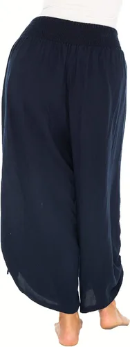 Vista 2 de Back From Bali Pantalones holgados bohemios de pierna ancha para mujer, pantalones recortados de rayón para verano, playa, cintura fruncida (S-4XL)
