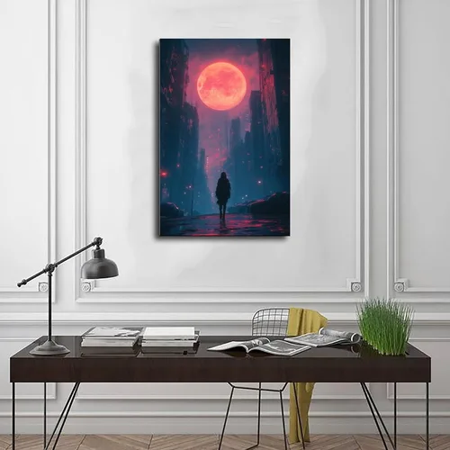 Vista 3 de Digital Dreamscape Poster – Synthwave Cyber Art Print – Aesthetic Wall Decor for Gamers & Creators Canvas Poster Wall Art Decor Print Picture