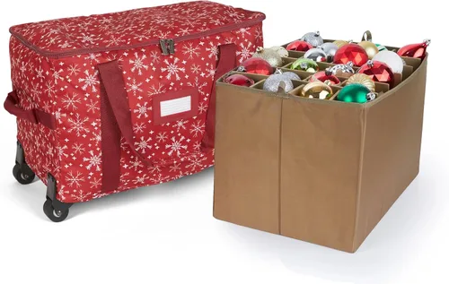Vista 52 de Covermates Keepsakes Bolsa de almacenamiento ajustable para adornos, con asas de transporte, protección acolchada, ruedas dobles, almacenamiento