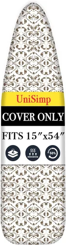 Vista 26 de UniSimp Funda y almohadilla para tabla de planchar de 15 x 54 pulgadas, algodón natural extra grueso, acolchado resistente a las manchas y a
