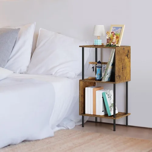 Vista 6 de ETELI Estantería corta de 3 niveles, estantería estrecha de pie, estantería pequeña con almacenamiento para granja, sala de estar, dormitorio