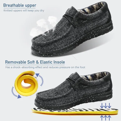 Vista 3 de Mocasines con cordones lavables a máquina para hombre, zapatos casuales sin cordones, ligeros, cómodos, suela suave, para caminar, viajar, playa
