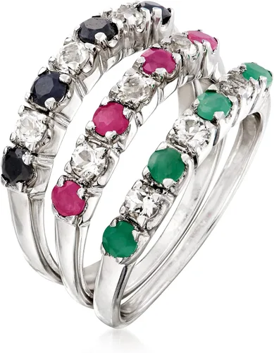 Vista 3 de Ross-Simons 1.50 ct. t.w. Multi-Gemstone Jewelry Set 3 Rings in Sterling Silver