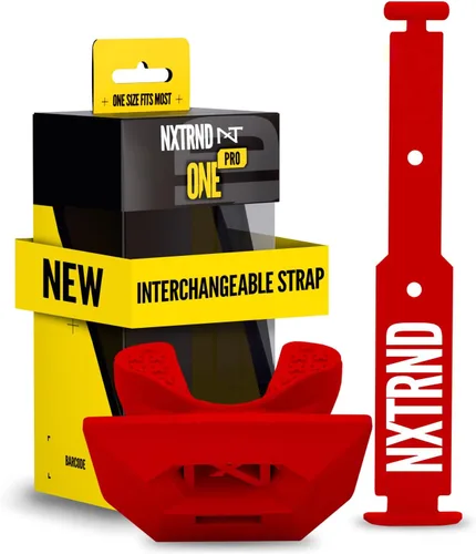 Vista 13 de Protector bucal de fútbol americano Nxtrnd One Pro, correa intercambiable, se adapta a adultos y jóvenes (negro)