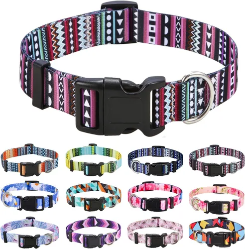 Vista 55 de Mihqy - Collar de perro, patrones geométricos florales, tribales, bohemios, collar de estilo étnico, suave y ajustable, para perros pequeños