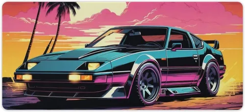 Vista 9 de Large Mouse Pad Classic Retro Sports Car Synthwave Sun Palm Trees Art Desk Mat Computer Accessories Gaming Office Organizers Supplies Decor