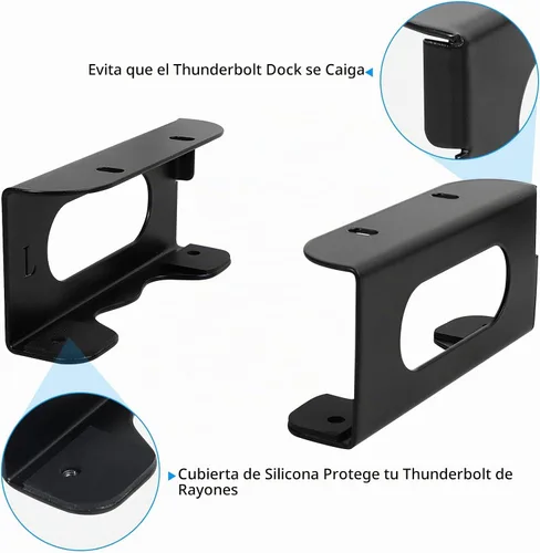 Vista 4 de Soporte para debajo del escritorio para Thunderbolt 4/Thunderbolt 3 Dock y cable de alimentación, estante de almacenamiento de hierro debajo
