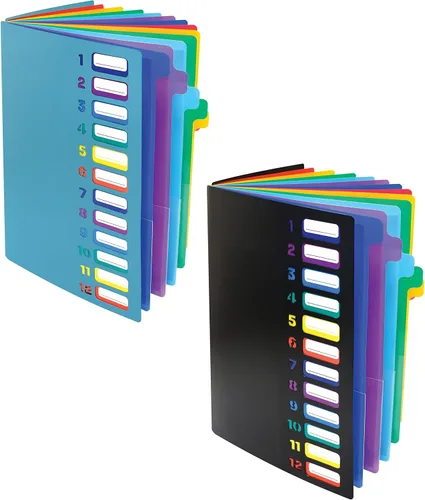 Vista 10 de Better Office Products Carpeta de archivos expansible de 24 bolsillos transparentes con 12 pestañas de colores, tamaño carta, capacidad para 300