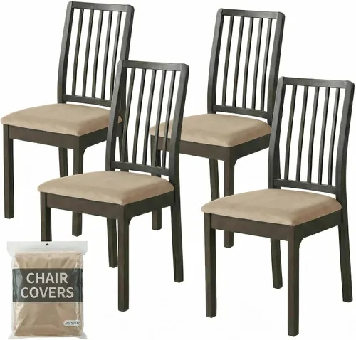 Vista 11 de Deisy Dee Fundas de asiento de terciopelo para sillas de comedor, juego de fundas para sillas de comedor (4, azul bebé)