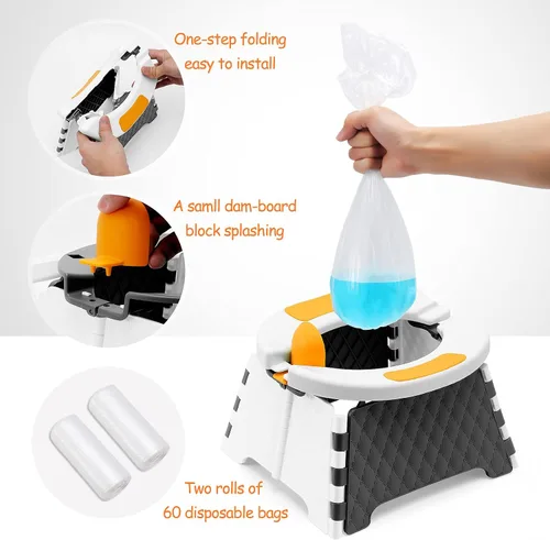 Vista 5 de Asiento de entrenamiento portátil para niños pequeños, inodoro plegable para niños, inodoro plegable para niños, orinal de viaje para automóvil