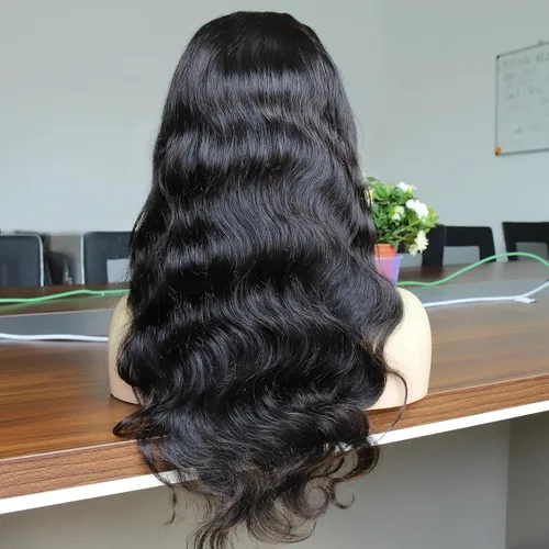 Vista 3 de BEEOS - Peluca frontal encaje HD 13x6 ondas corporales densidad 180% cabello humano nudos decolorados 18 pulgadas