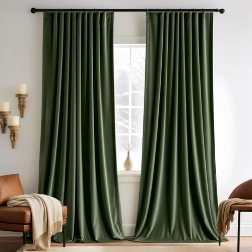 Vista 23 de MIULEE Cortinas de Terciopelo Negro de 84 Pulgadas de Largo 2 Paneles - Cortinas de Ventana con Pliegues Pinzados de Lujo que Oscurecen