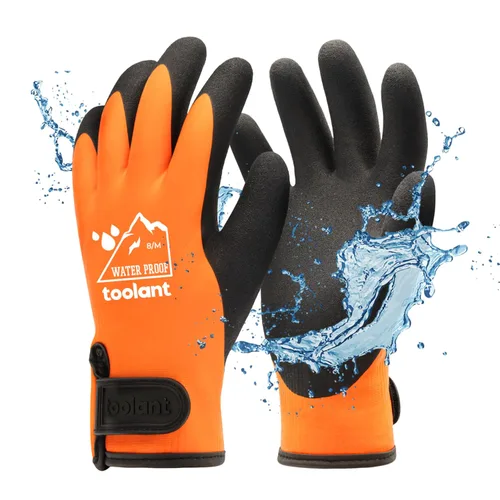 Vista 28 de Guantes impermeables para hombres y mujeres, guantes para congelador con agarre, doble recubrimiento de nitrilo para repelente extremo al aceite