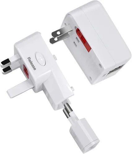 Vista 11 de Adaptador de enchufe de viaje con 2 USB A+1 USB C, adaptador de viaje universal todo en uno, convertidores de corriente, cargador de pared