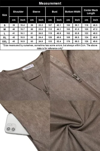 Vista 6 de Bata de manga larga con cremallera frontal para mujer con bolsillos