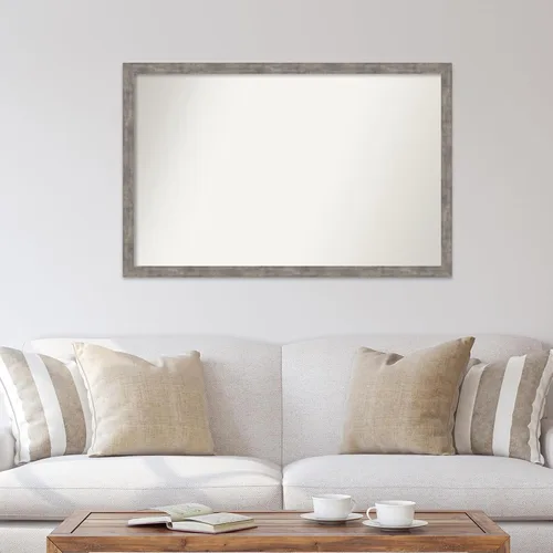 Vista 433 de Amanti Art Silver Bathroom Mirror for Over Sink, 26x35 Custom Made Marred Pewter Rectangle Vanity Mirror, Large Casual Wood Frame, Hangs Horizonally
