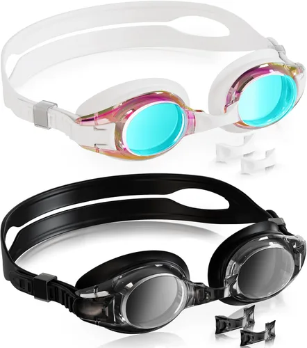 Vista 32 de Aegend - Paquete de 2 gafas para niños, gafas de natación para niños de 4 a 16 años, niños y niñas jóvenes, gafas de piscina antivaho, impermeables