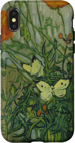 Vista 5 de Vincent Van Gogh - Carcasa para iPhone 17, diseño de mariposas y amapolas
