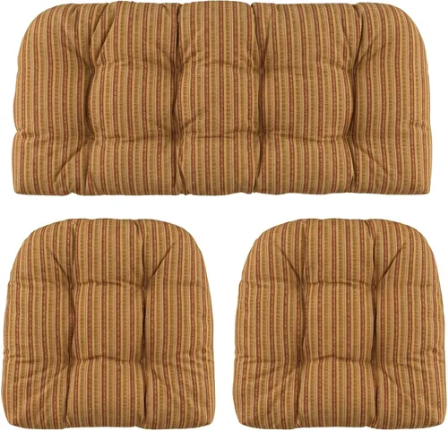 Vista 59 de RSH DECOR: Sunbrella - Juego de 3 cojines de mimbre copetudos 41 x 19 pulgadas y 19 x 19 pulgadas Fabricado con tela de rendimiento Sunbrella