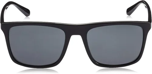 Vista 2 de Emporio Armani Gafas de sol redondas de moda para hombre, negro brillantegris , talla única