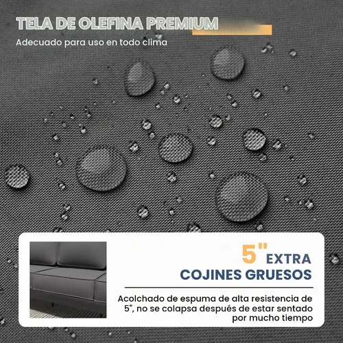 Vista 6 de Amopatio - Juego de muebles de aluminio para patio con cojines de olefina Gris oscuro/ Dorado