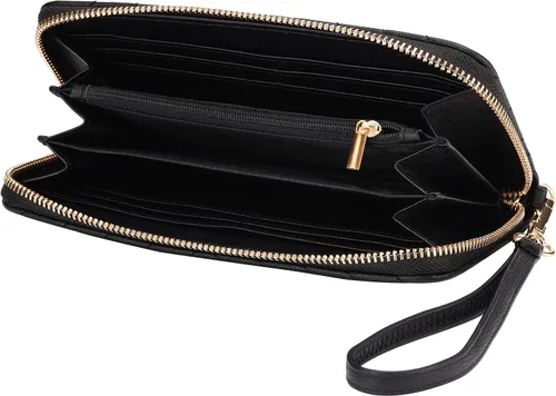 Vista 3 de Brentano - Cartera de cuero vegano con cierre de cremallera y correa extraíble para la muñeca, Negro