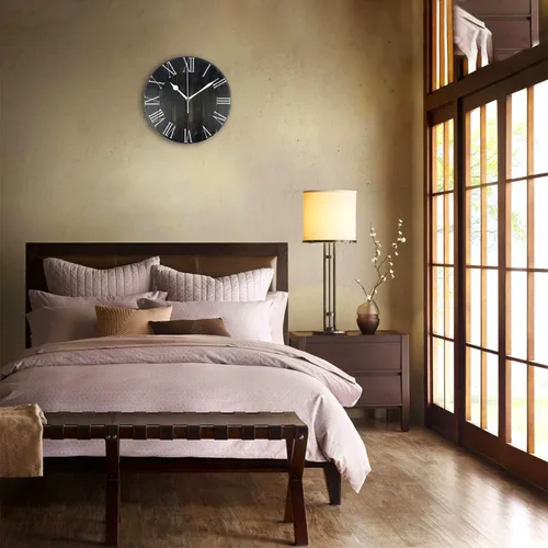 Vista 3 de Reloj de pared de madera rústica de 12 pulgadas, silencioso, sin tictac, funciona con pilas, para decoración del hogar, para sala de estar