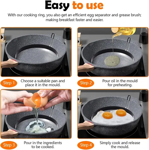 Vista 4 de Huakaile Paquete de 2 anillos de tortilla de 8 pulgadas para plancha, olla grande de acero inoxidable con mango de inmersión de plástico, círculos