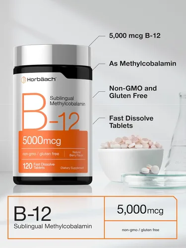 Vista 7 de Horbäach Vitamina B12 5000 mcg 120 tabletas de disolución rápida
