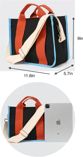 Vista 3 de Jeelow Bolso de lona para el hombro bolso cruzado para hombres y mujeres con cremallera y bolsillos
