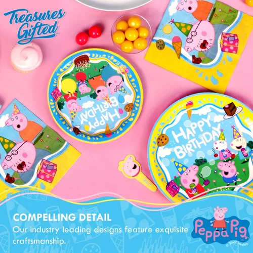 Vista 6 de Treasures Gifted Decoraciones de cumpleaños con licencia oficial de Peppa Pig – Paquete de 3 manteles rectangulares grandes de 54 x 108 pulgadas