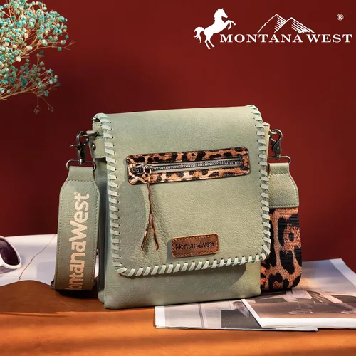 Vista 2 de Montana West Bolsos cruzados para mujer con doble compartimento, bolso cruzado occidental
