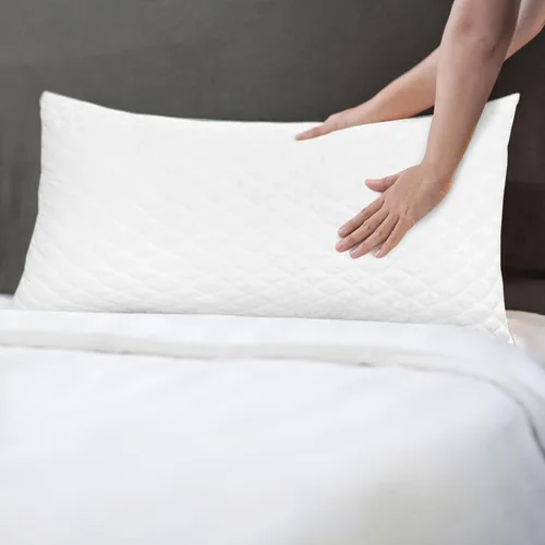 Vista 2 de Elegant Comfort Juego de 2 almohadas de cama de calidad hotelera – Acolchado de plumón de ganso alternativo de densidad media firme – Almohadas