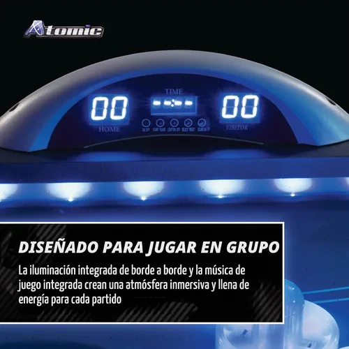 Vista 4 de Mesa de hockey arcade con aire Atomic de 90" Indiglo con luces LED - Incluye discos y empujadores con luz, gris
