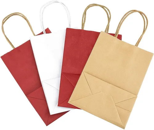 Vista 8 de Kraft Paper Bags with Twisted Handles-8x4.25x10.5 inches, Bulk Multiuse Solid Print Bags, Perfect for Any Occasion, 50 Pack, White