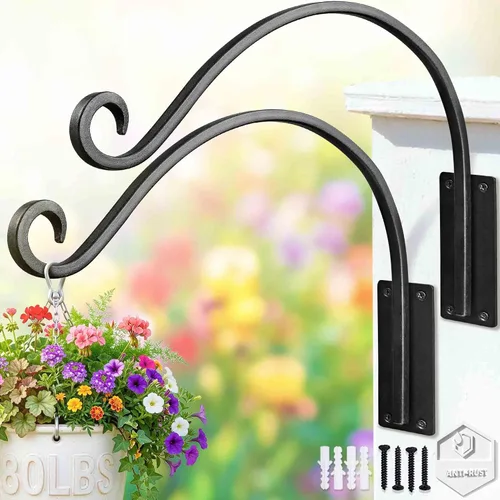 Vista 15 de Qiang Ni Colgador de plantas de alta resistencia, soporte de metal para plantas de montaje en pared de 16 pulgadas, 80 libras, para interiores