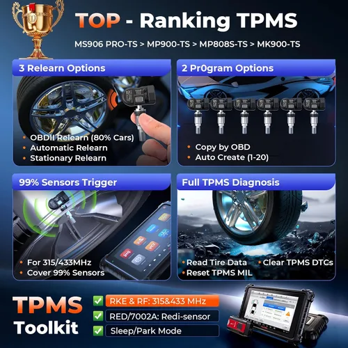 Vista 4 de Autel MaxiSYS MS906 PRO-TS Escáner, MS906 Pro TS 2026 Pro TS Up of MS906TS MS906 MAX MS906Pro MP900TS MP900BT, TPMS y código OE, herramienta