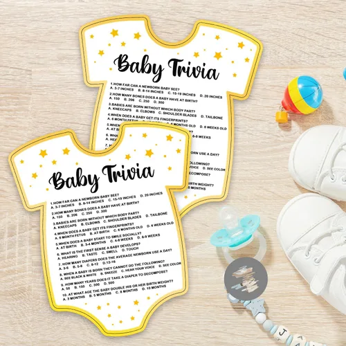 Vista 3 de Juegos de baby shower, tarjetas de juego de preguntas para bebés, suministros y actividades divertidos para juegos de fiesta de baby shower, género