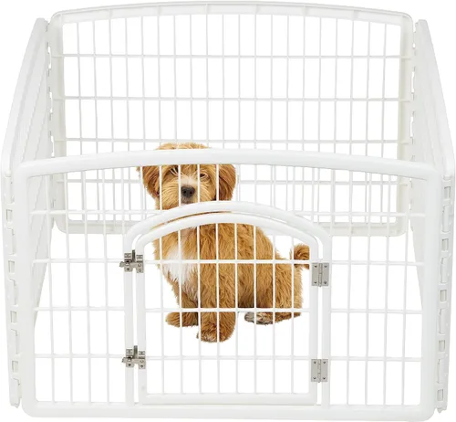 Vista 11 de IRIS USA Corralito para mascotas de ejercicio de 4 paneles de 24 pulgadas, corral para cachorros y perros pequeños y medianos, mantiene a las Gris