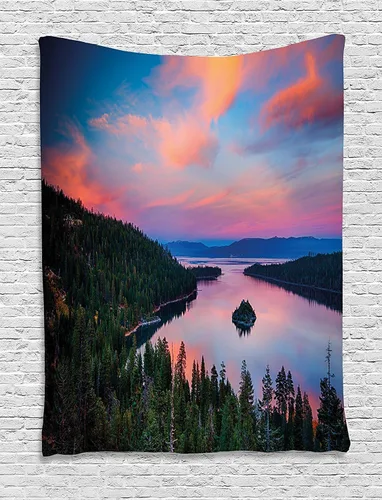 Vista 145 de Ambesonne Tapiz de hongos, atmósfera psicodélica, escena astral estrellada con motivos orientales trippy, decoración de tela para colgar en la pared