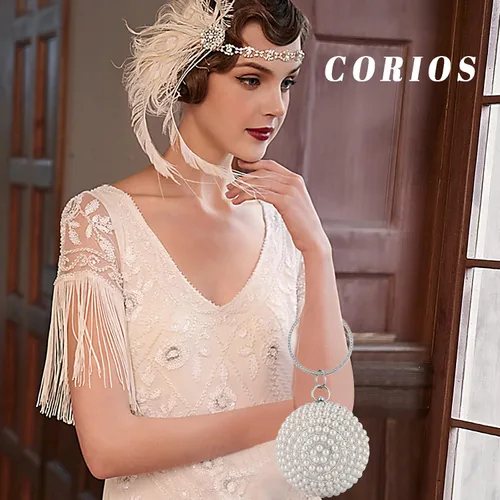 Vista 2 de Bolso de mano redondo para mujer, con diamantes de imitación, bolso de noche con cuentas de perlas