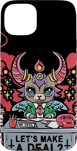 Vista 9 de Funda para iPhone 16 Kawaii Pastel Goth Make A Deal Baphomet Aesthetic Nu Cute Case