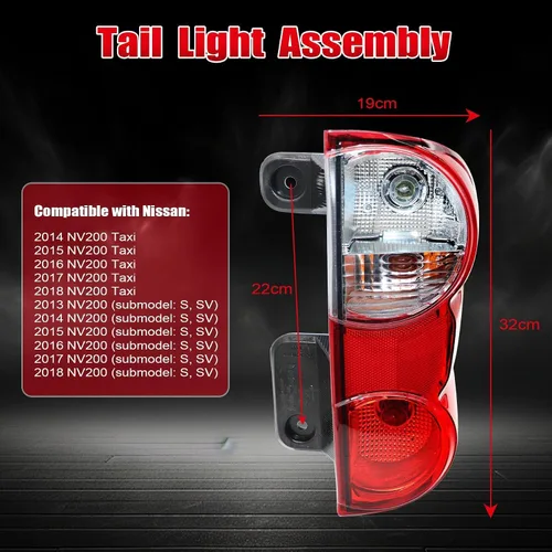 Vista 4 de XQSMWF - Conjunto de luz trasera izquierda del lado del conductor compatible con Nissan NV200 2013-2021 S SV Taxi - Lámpara de freno trasera
