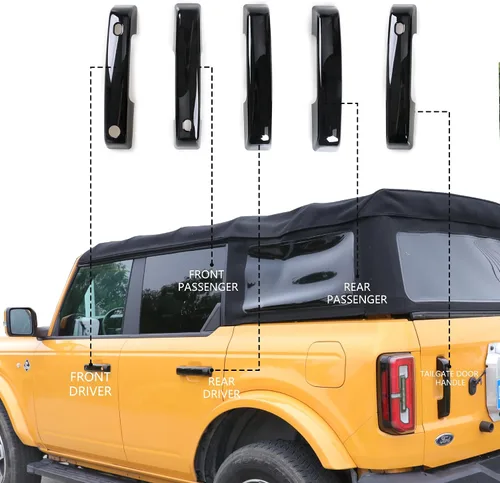 Vista 5 de Protector de arañazos para manija de puerta trasera, cubierta de manija de puerta trasera compatible con Ford Bronco 2021 2022 2023 2024 2025